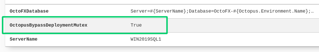 The OctopusBypassDeploymentMutex project variable